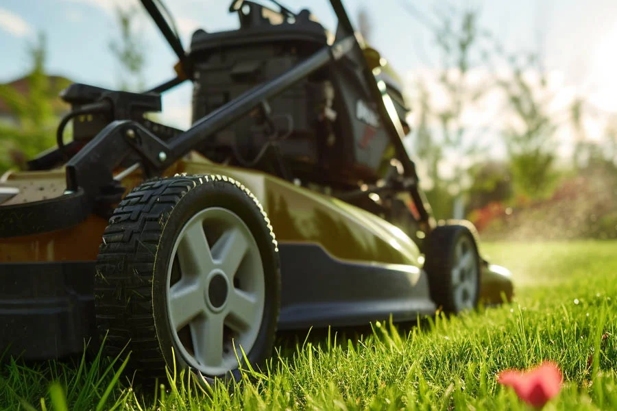 wide self propelled lawn mower