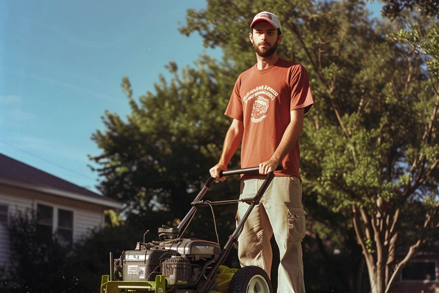 wide self propelled lawn mower